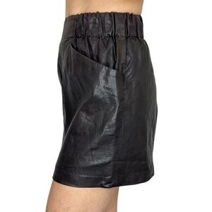 Zara dark brown faux vegan leather pull on mini skirt S